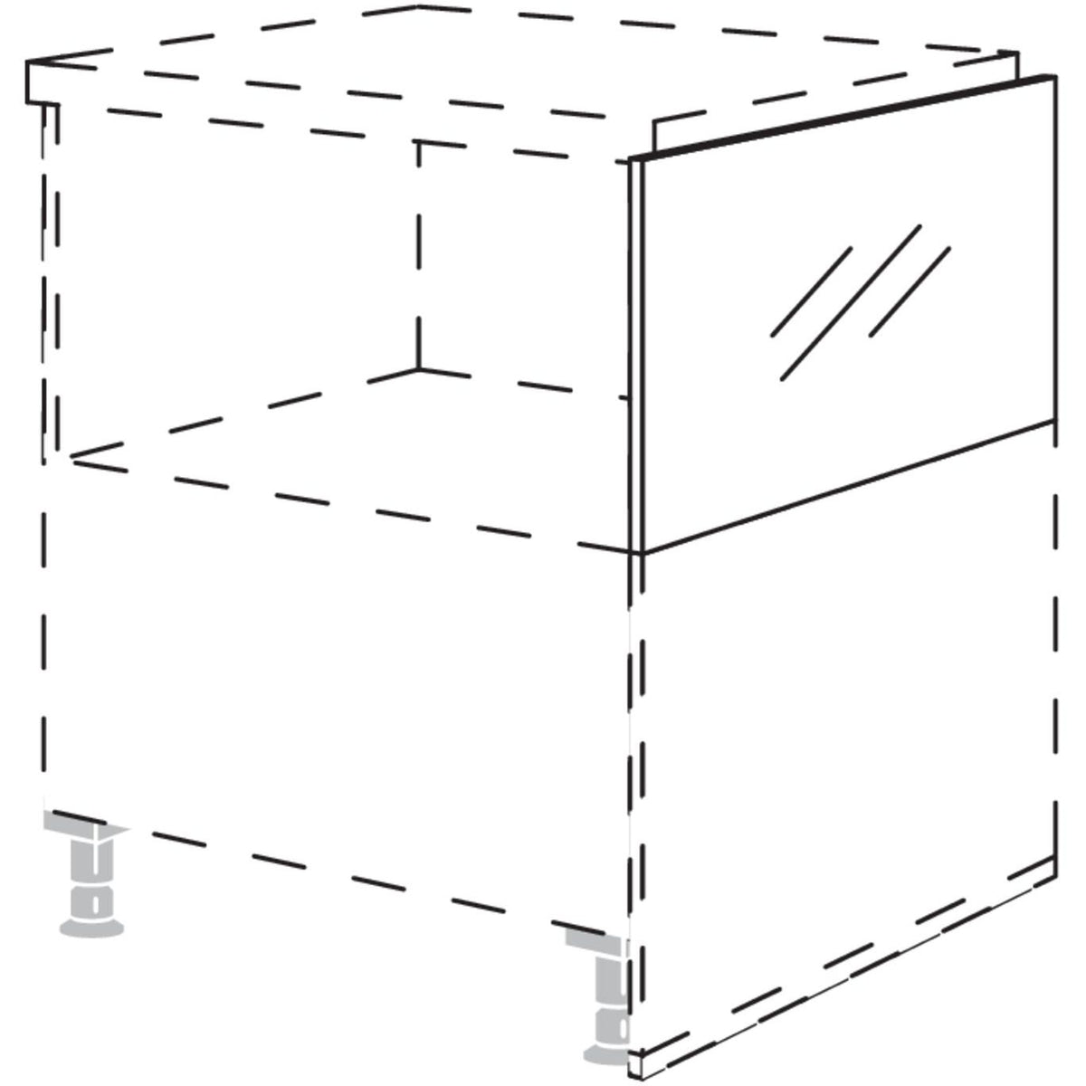 Nobilia Glaswange fuer Raumplanungen mit Unterschraenken in Sonderhoehe 360 mm UWGR62-34 6466
