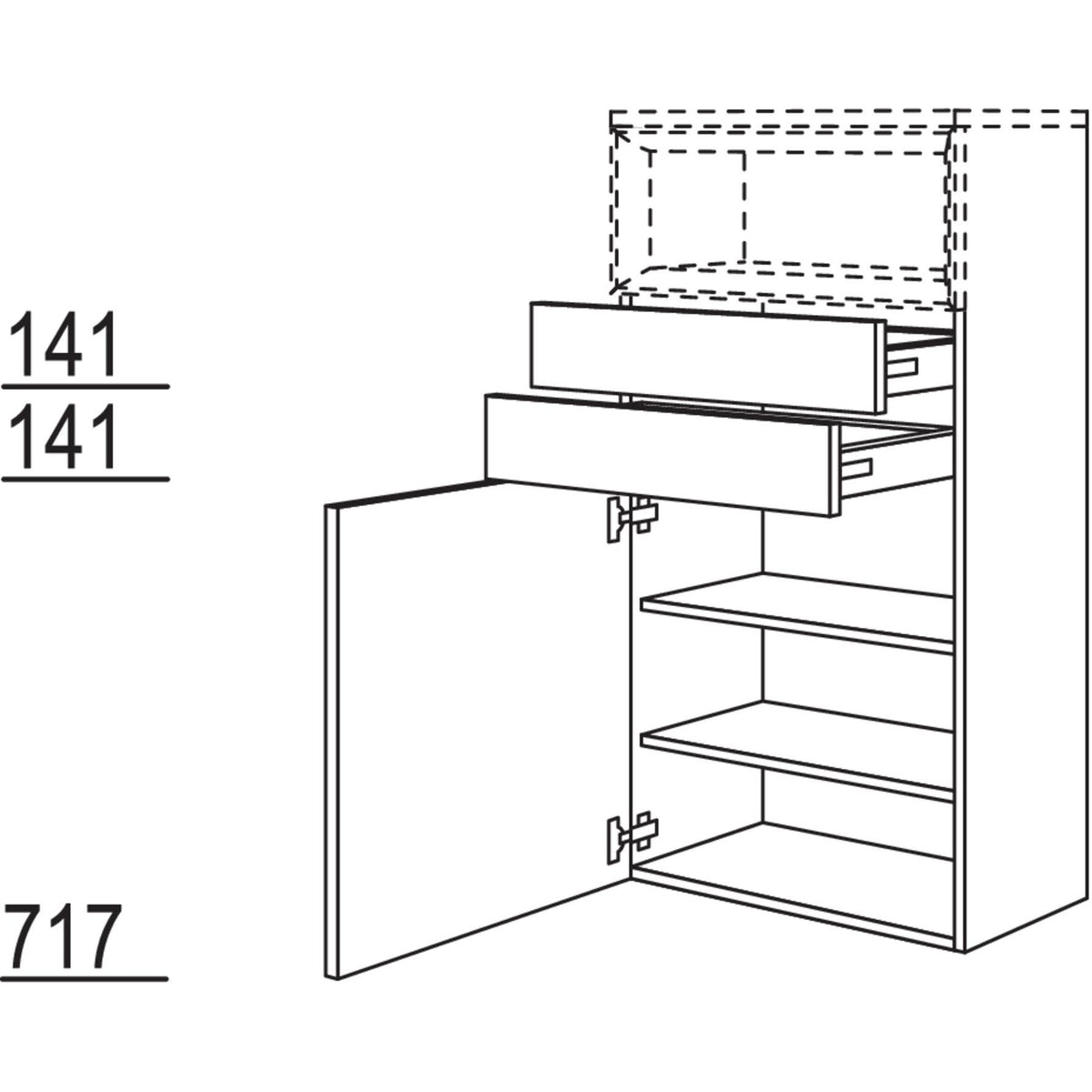 Nobilia Highboard fuer Regaleinsatz Case HBB2SC45-130 67961