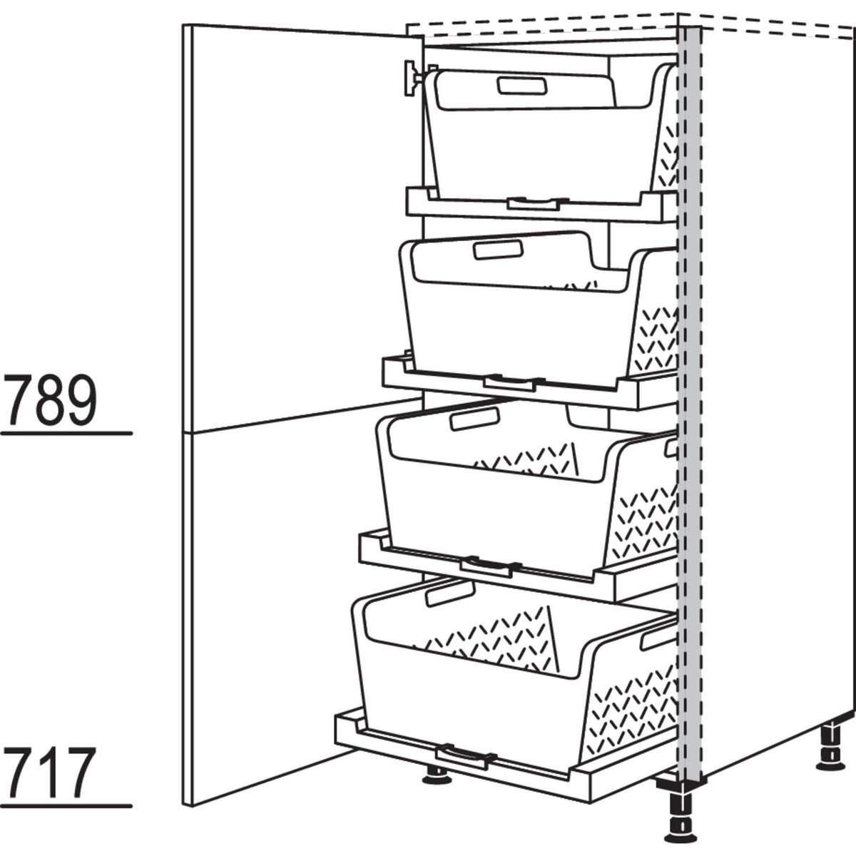 Nobilia Highboard mit Waeschekorb-Tablar Laundry-Area NHSWTAB60 55567