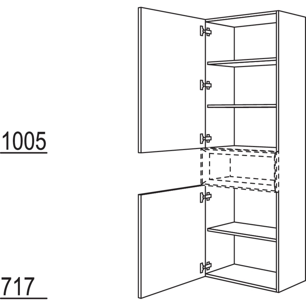Nobilia Hochschrank fuer Regaleinsatz Case HBCM60-202 67975