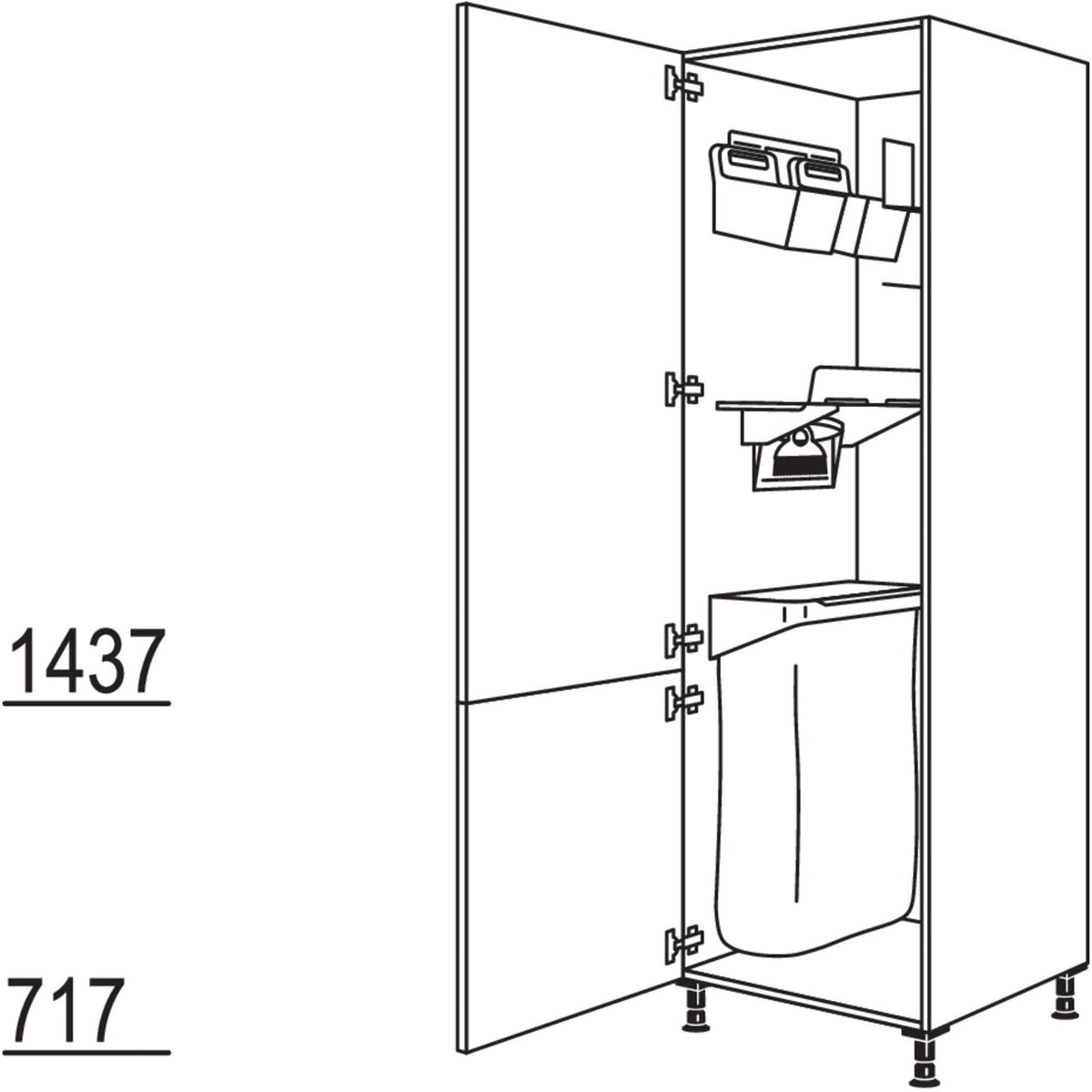 Nobilia Hochschrank mit Ordnungssystem Laundry-Area HDOS60-3 43042