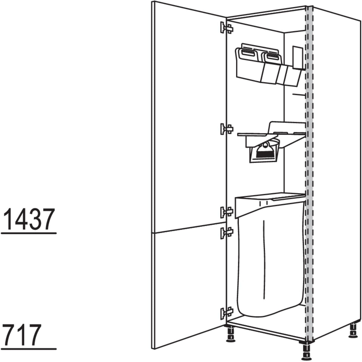 Nobilia Hochschrank mit Ordnungssystem Laundry-Area NHSOS60-3 53174