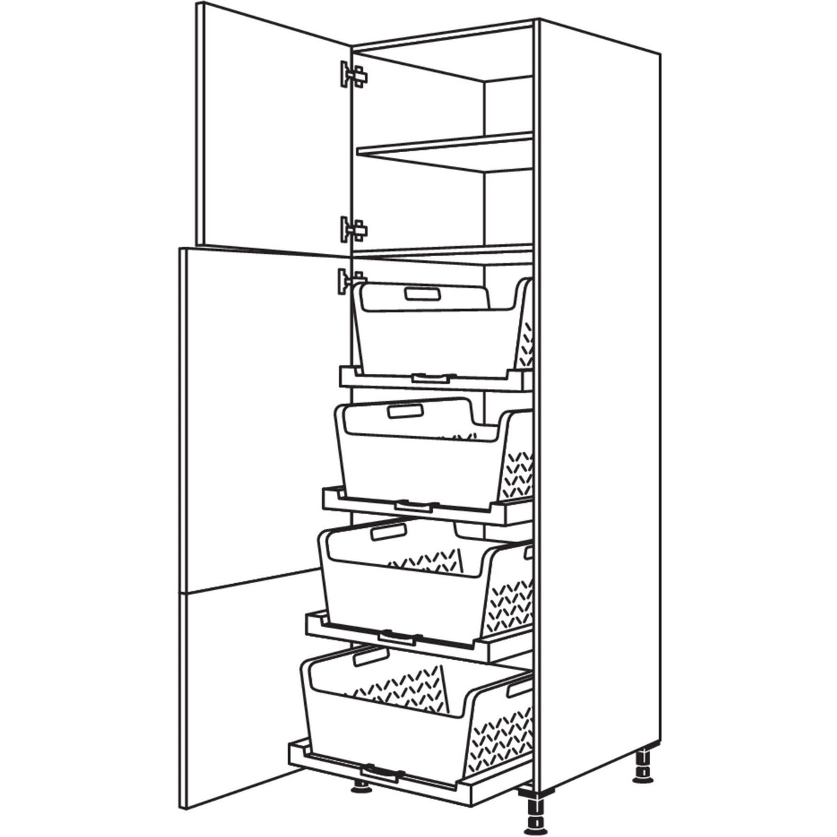 Nobilia Hochschrank mit Waeschekorb-Tablar Laundry-Area HWTAB60-3 43061
