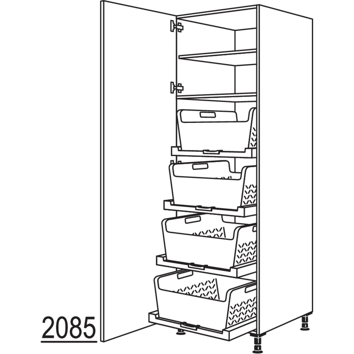 nobilia Hochschrank mit Waeschekorb-Tablar Laundry-Area HWTABF60-2 35075
