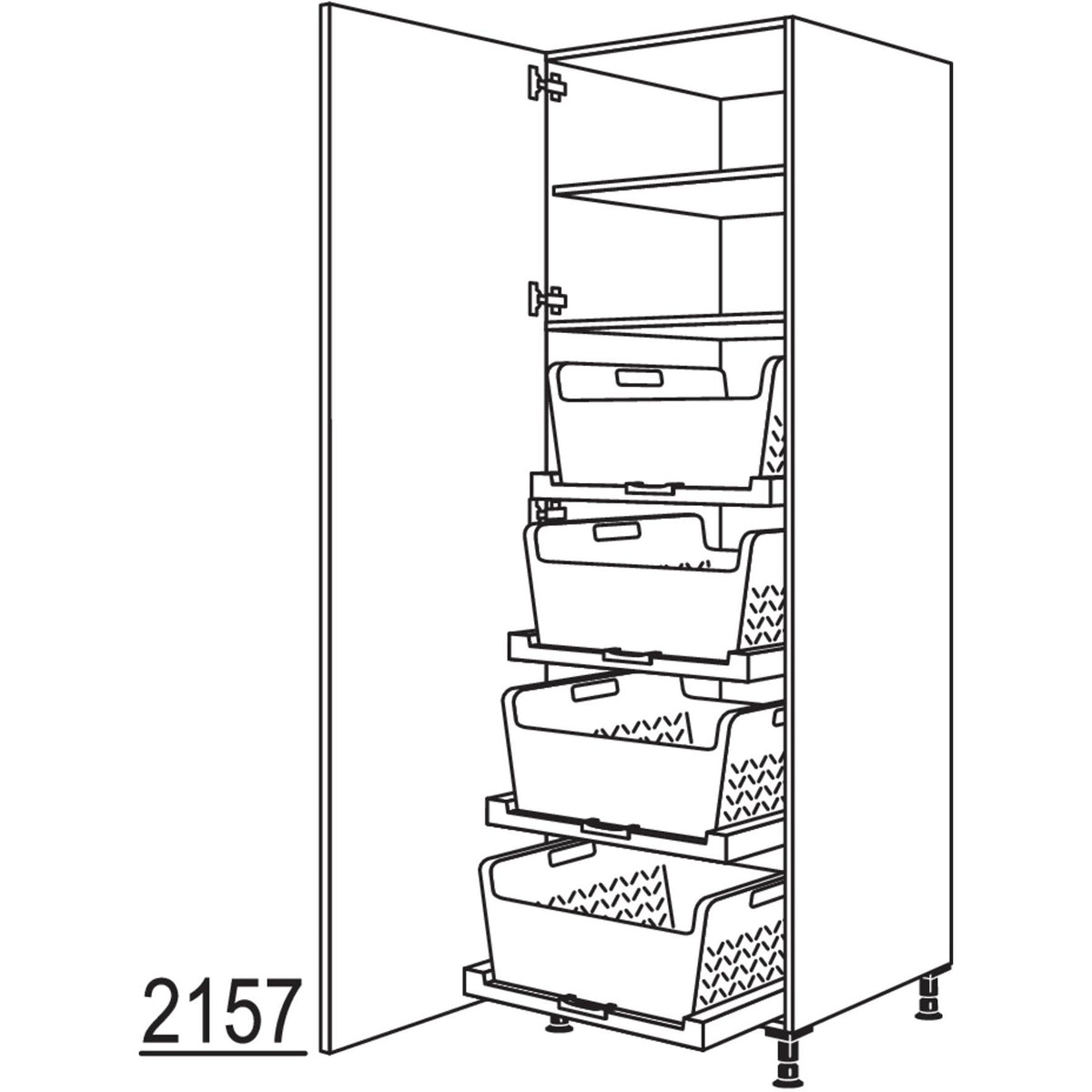 nobilia Hochschrank mit Waeschekorb-Tablar Laundry-Area HWTABF60-3 43067