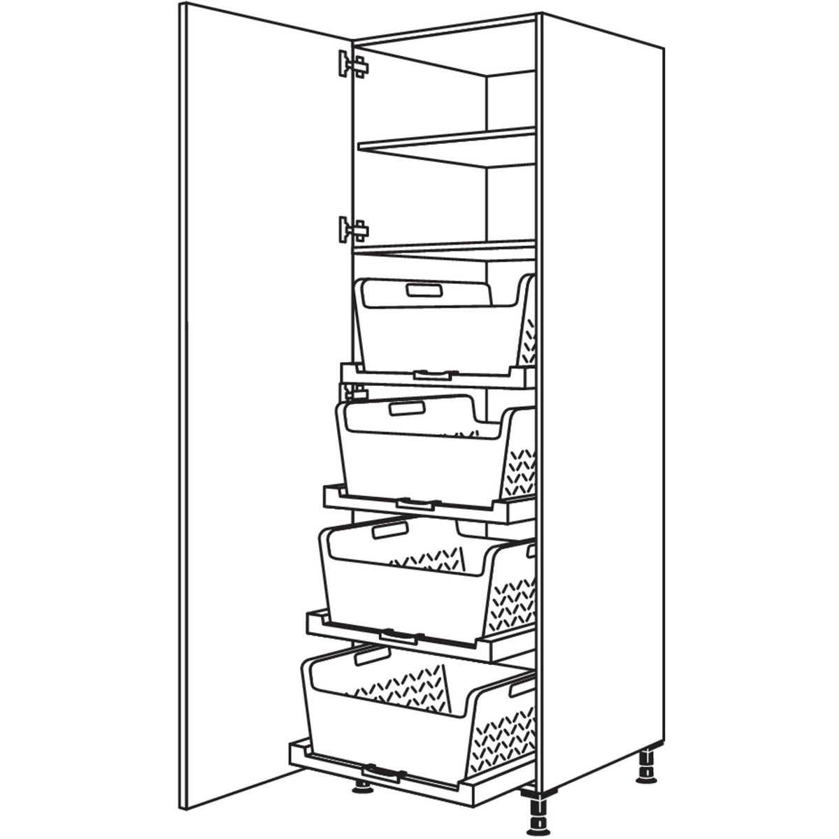 nobilia Hochschrank mit Waeschekorb-Tablar Laundry-Area HWTABF60-3 43067