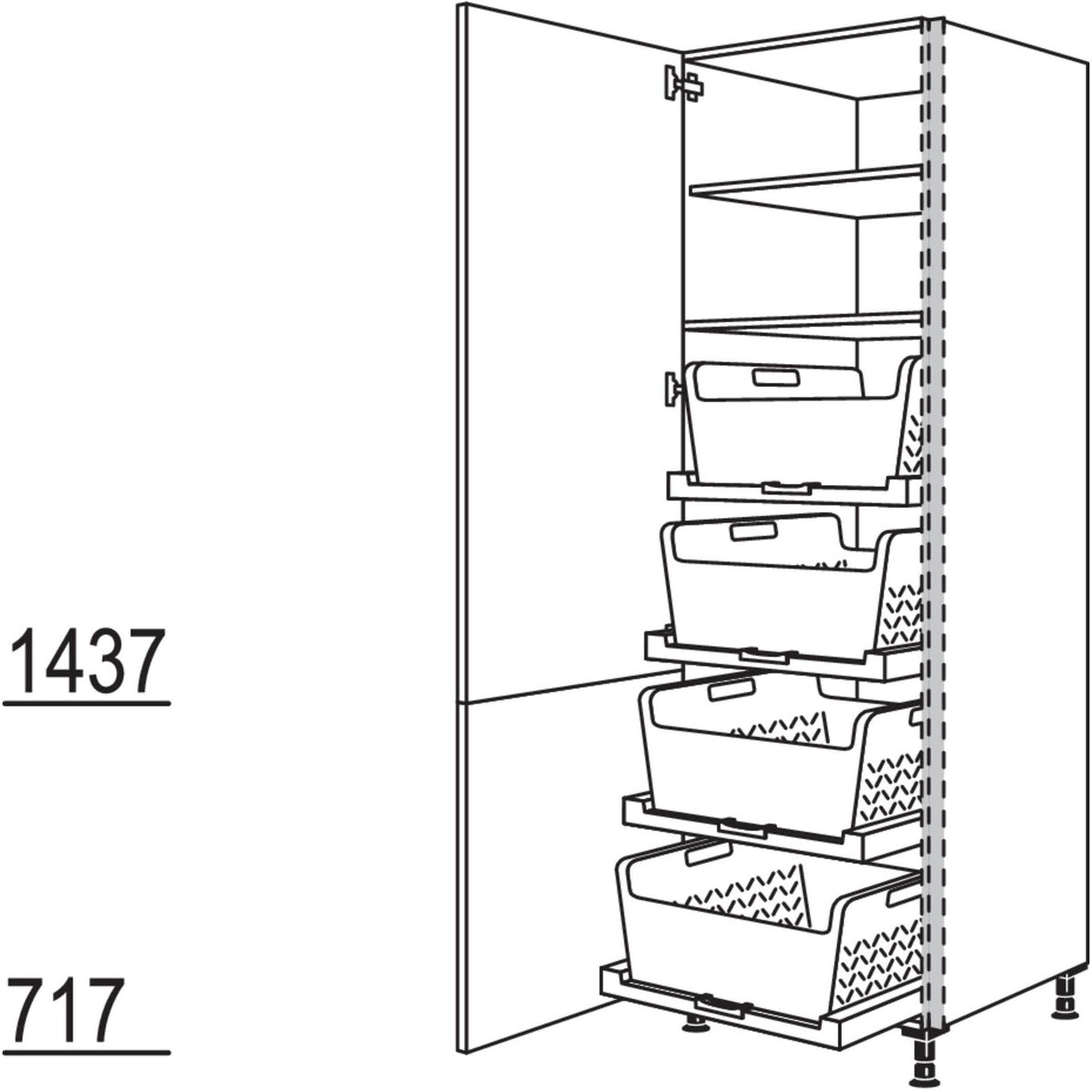 Nobilia Hochschrank mit Waeschekorb-Tablar Laundry-Area NHSWTAB60-3 53175