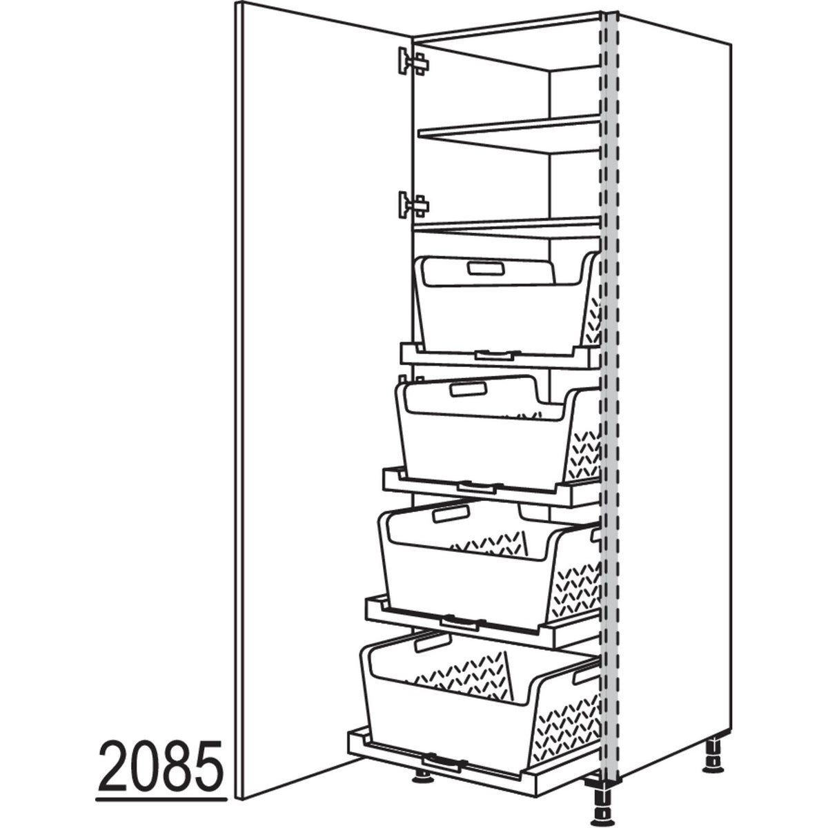 nobilia Hochschrank mit Waeschekorb-Tablar Laundry-Area NHSWTABF60-2 36170