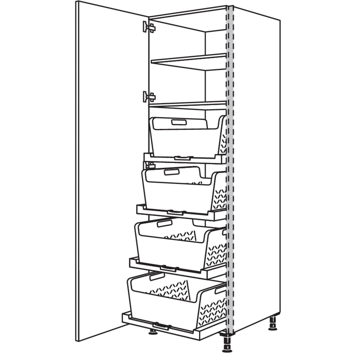 nobilia Hochschrank mit Waeschekorb-Tablar Laundry-Area NHSWTABF60-3 53150
