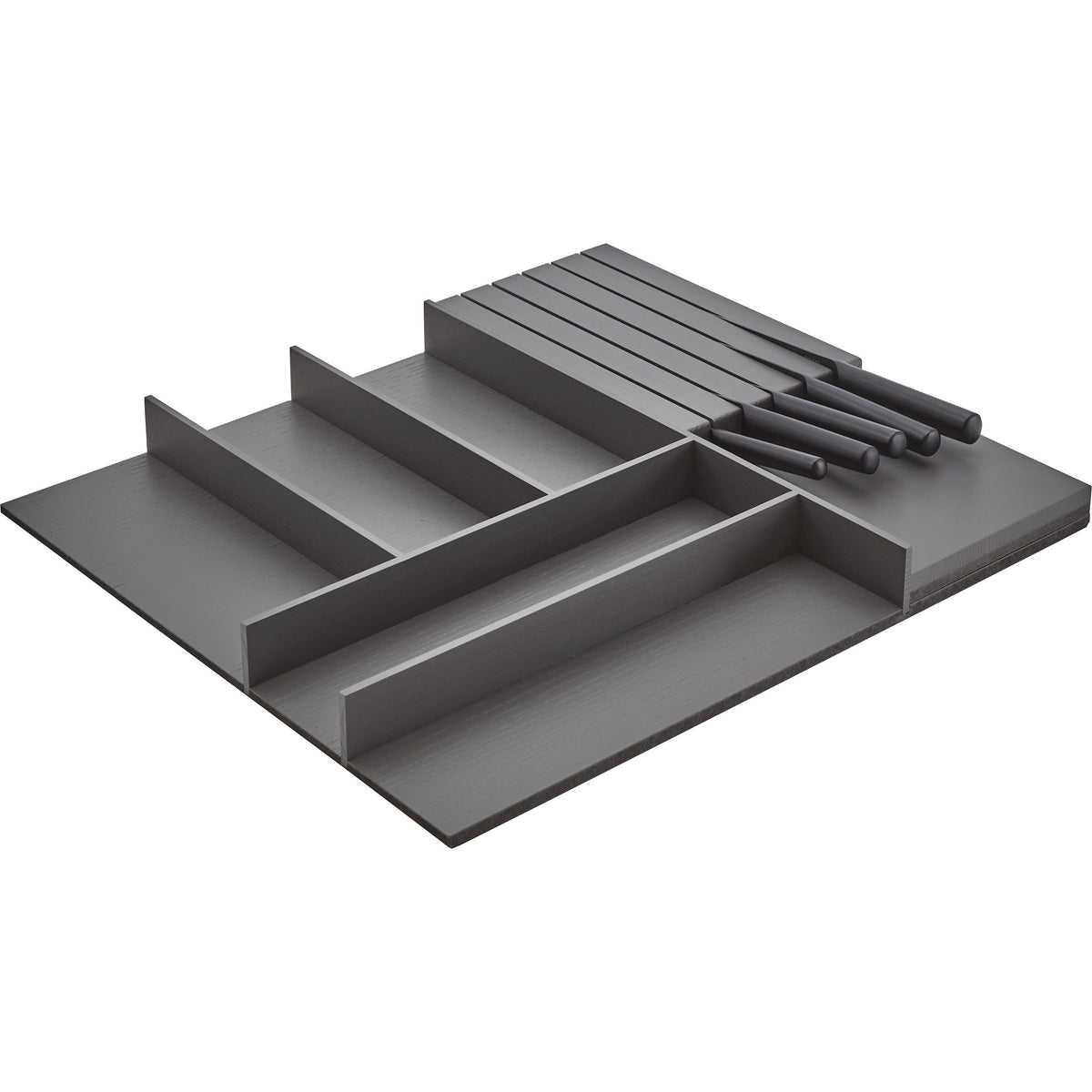 nobilia Holz-Besteckeinsatz Esche schiefergrau mit Messerblock BE-M100ES 12406