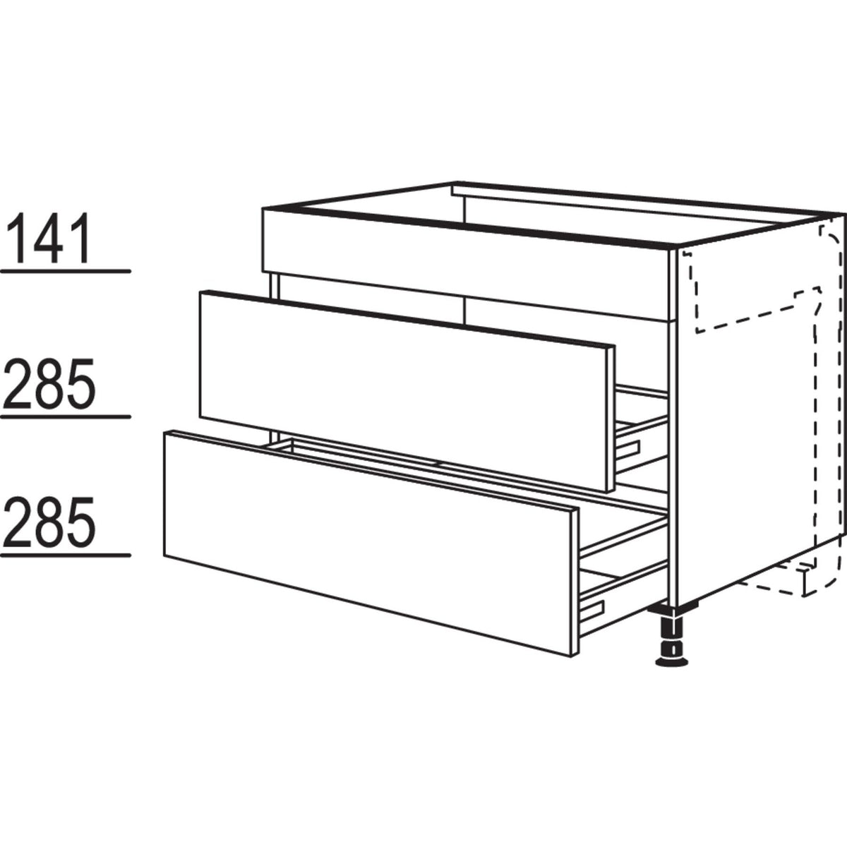 Nobilia Kochstellenschrank fuer Kochfeldabzug KDMSA60 34344