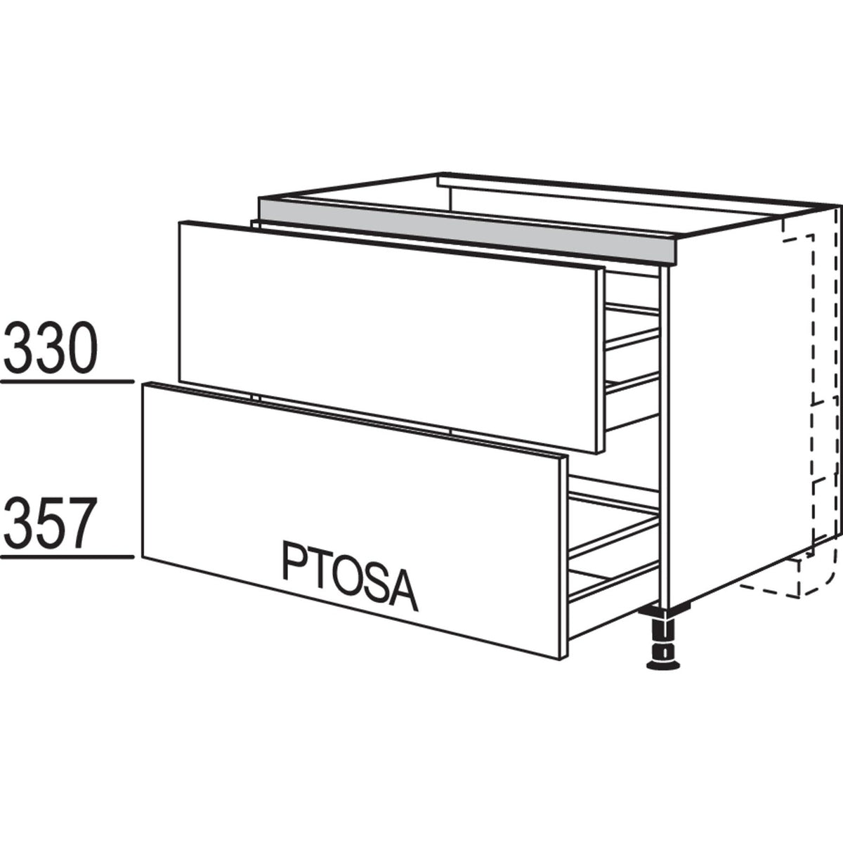 nobilia Kochstellenschrank fuer Panorama-Kochfeldabzug mit vertikalem Motor LKMP2A90 54320