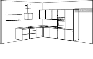 nobilia Küche Flash 503 Lacklaminat Alpinweiß Hochglanz 310 x 250 cm Skizze