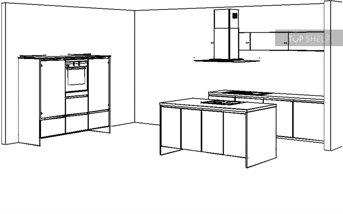 nobilia Küche Focus 470 lack Alpinweiß ultra Hochglanz 180x200x360 cm Skizze