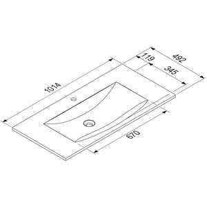 MARMITE- Moebelwaschtisch MEGX 1000C ICC- Mineral Composite- ohne Ueberlauf  Weiss Hochglanz 87711 87711