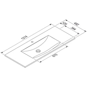 MARMITE- Moebelwaschtisch MEGX 1200C ICC- Mineral Composite- ohne Ueberlauf  Weiss Hochglanz 87713 87713