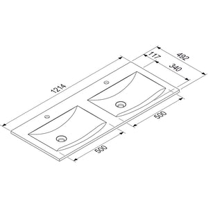 MARMITE- Moebelwaschtisch MEGX 1200D ICC mit 2 Becken- Mineral Composite- ohne 87723 87723