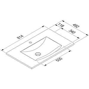 MARMITE- Moebelwaschtisch MEGX 800C ICC- Mineral Composite- ohne Ueberlauf  Weiss Hochglanz 87709 87709