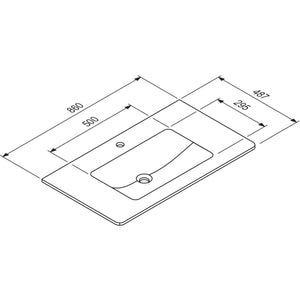 MARMITE- Moebelwaschtisch NobX 860- Mineral Composite- ohne Ueberlauf  Weiss Hochglanz 87741 87741