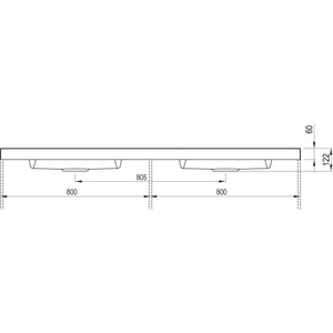 Nobilia MARMITE- Moebelwaschtisch RonX 1600D mit 2 Becken- Mineral Composite- ohne Ueberlauf  Weiss 87771 87771