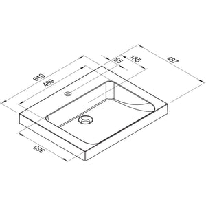 Nobilia MARMITE- Moebelwaschtisch RonX 600C- Mineral Composite- ohne Ueberlauf  Weiss Hochglanz 87763 87763