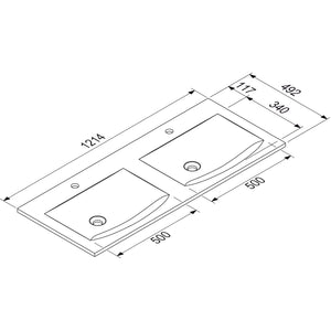 Nobilia MARMITE MARMITE- Moebelwaschtisch MEGX 1200D ICC mit 2 Becken- Mineral 87723 87723