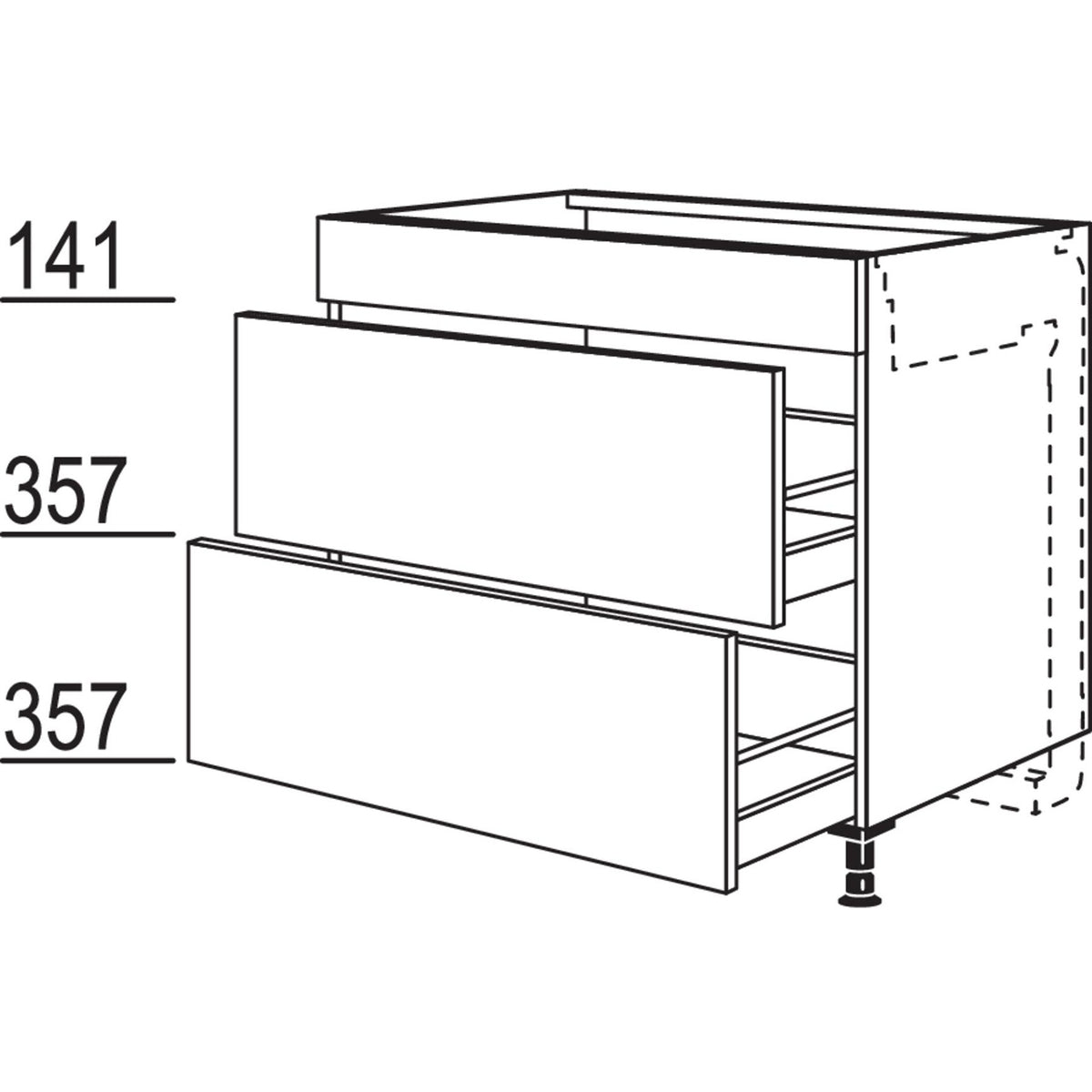 nobilia Maxi-Kochstellenschrank fuer Kochfeldabzug KM2A90-M 42657