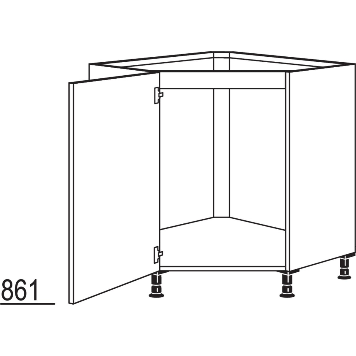 Nobilia Maxi-Spuelen-Eckschrank- diagonal SPUED90-M 41152