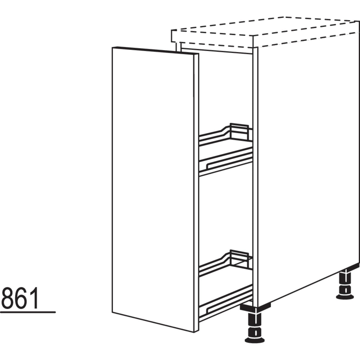 Nobilia Maxi-Unterschrank mit Apothekerauszug Junior UAJD30-M 40129