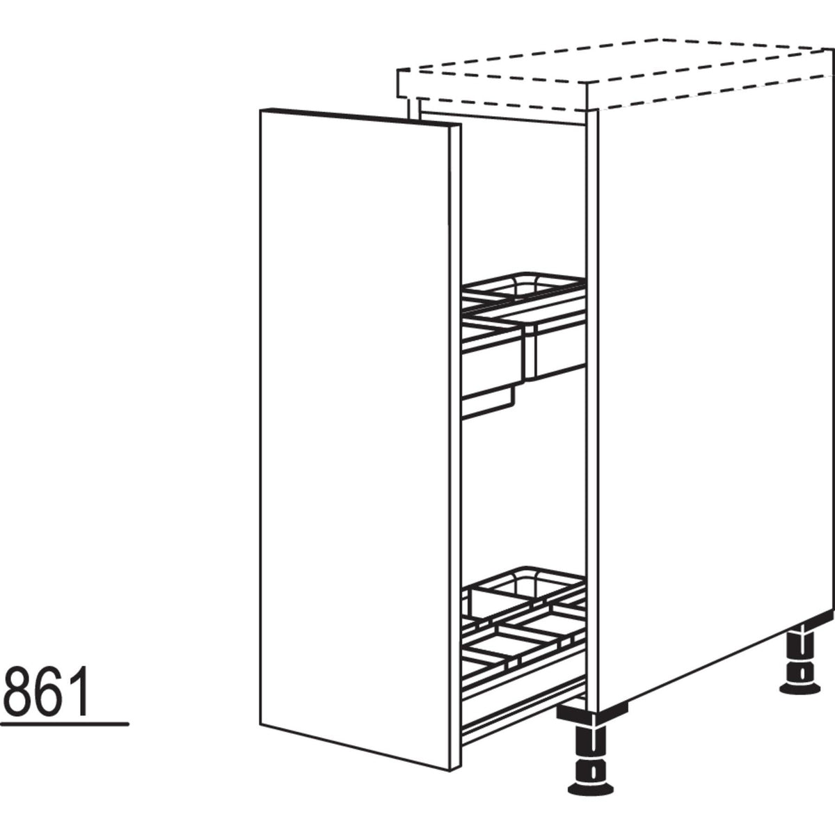 Nobilia Maxi-Unterschrank mit Apothekerauszug Junior UAJOD30-M 40140