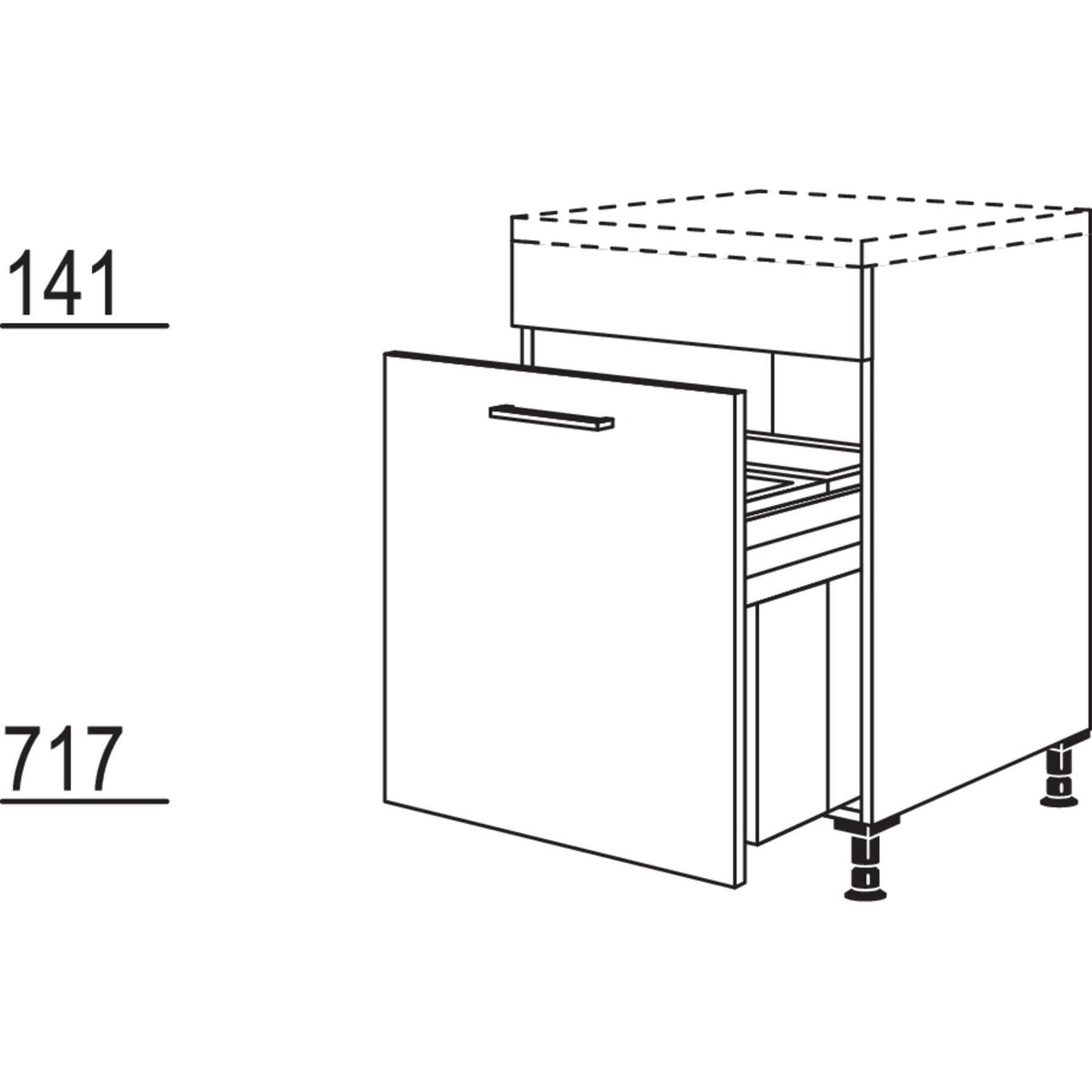 Nobilia Maxi-Unterschrank mit Mülltrennsystem Euro-Cargo UASL-EC45-M 43471