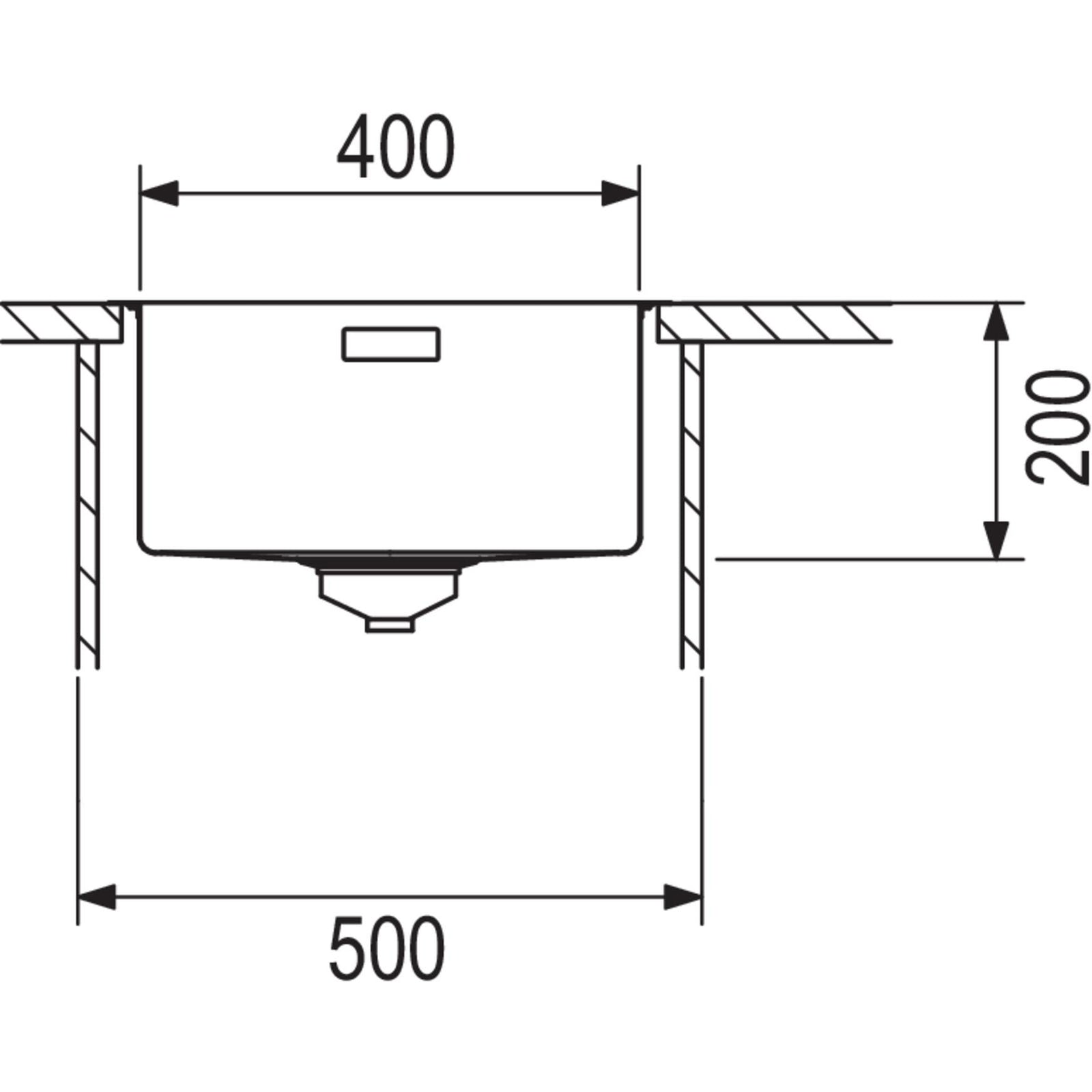 RODI: Inbouwspoelbak BOX LUX 46, roestvrij staal 87210 45 cm