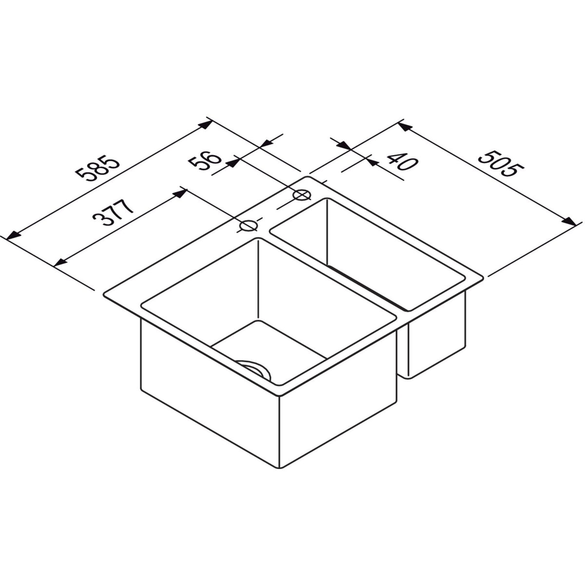 Nobilia RODI RODI- Einbauspuele BOX LUX 56- Edelstahl  Edelstahl 87213 87213