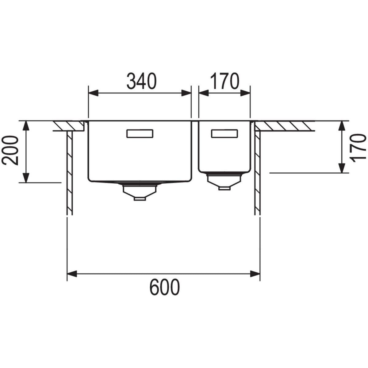 Nobilia RODI RODI- Einbauspuele BOX LUX 56- Edelstahl  Edelstahl 87213 87213