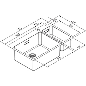 Nobilia RODI RODI- Einbauspuele Una 72 N- Edelstahl--amp-nbsp-flaechenbuendige 87142 87142