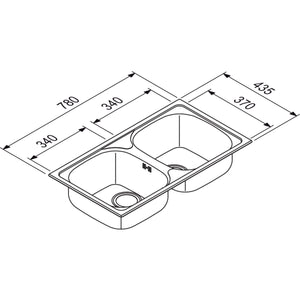 Nobilia RODI RODI- Einbauspuele-amp-nbsp-mit 2 Becken-amp-nbsp-Okio Line-amp-nbsp-78 87112 87112