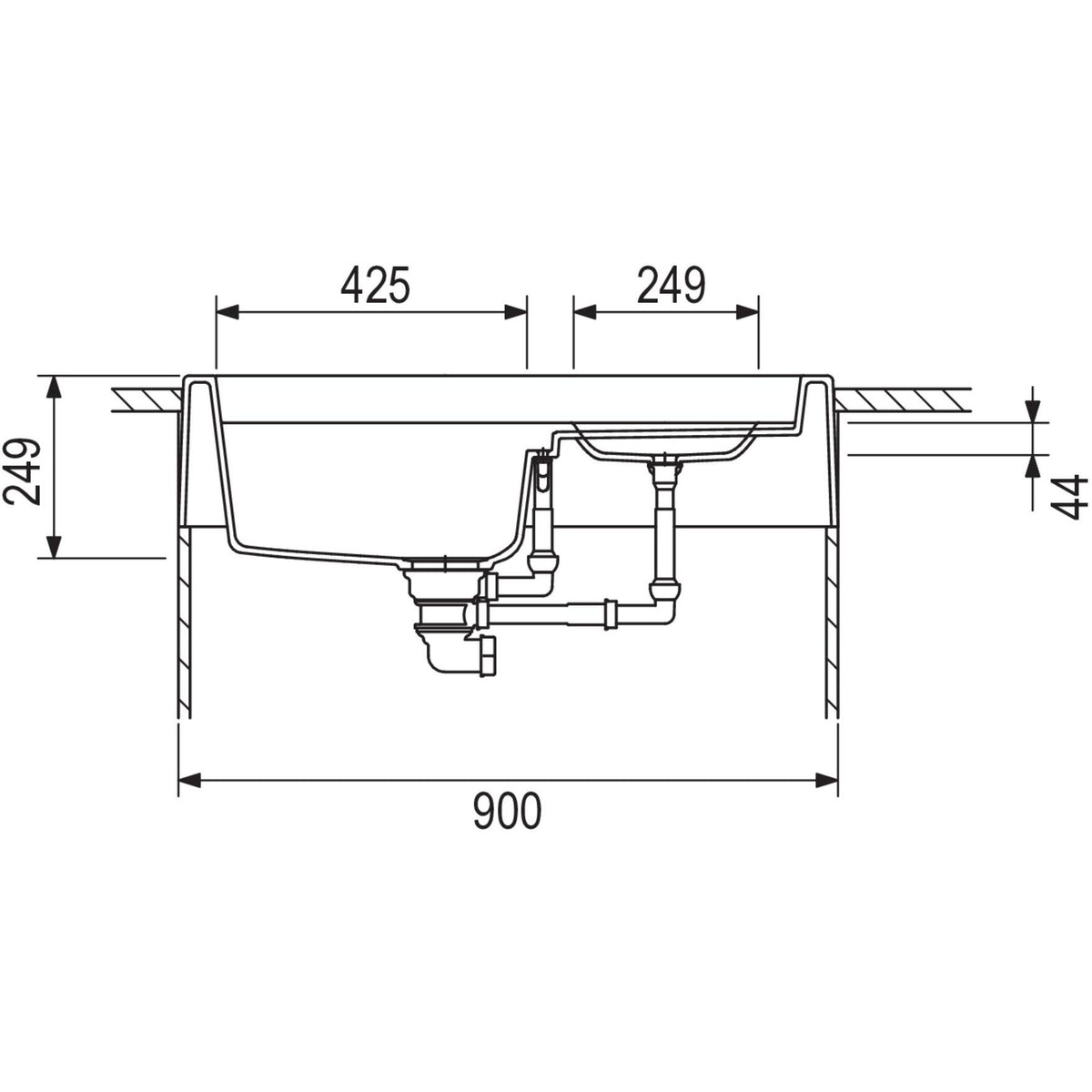 SCHOCK- Spuelenstein Grando M- 100- aus CRISTADUR-- Becken links 87835 87835