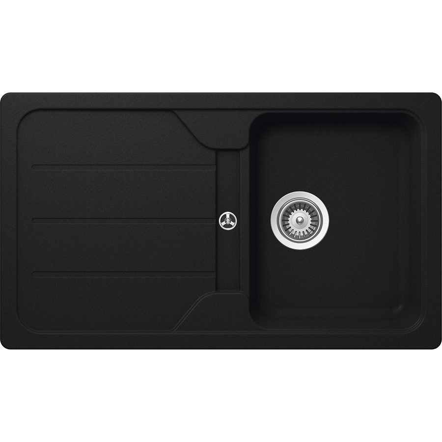 Küchen-Einbauspüle von Schock aus CRISTALITE®, abgesenkter Ablauf, Ausschnittmaße 840mm x 480mm;Farbe Onyx