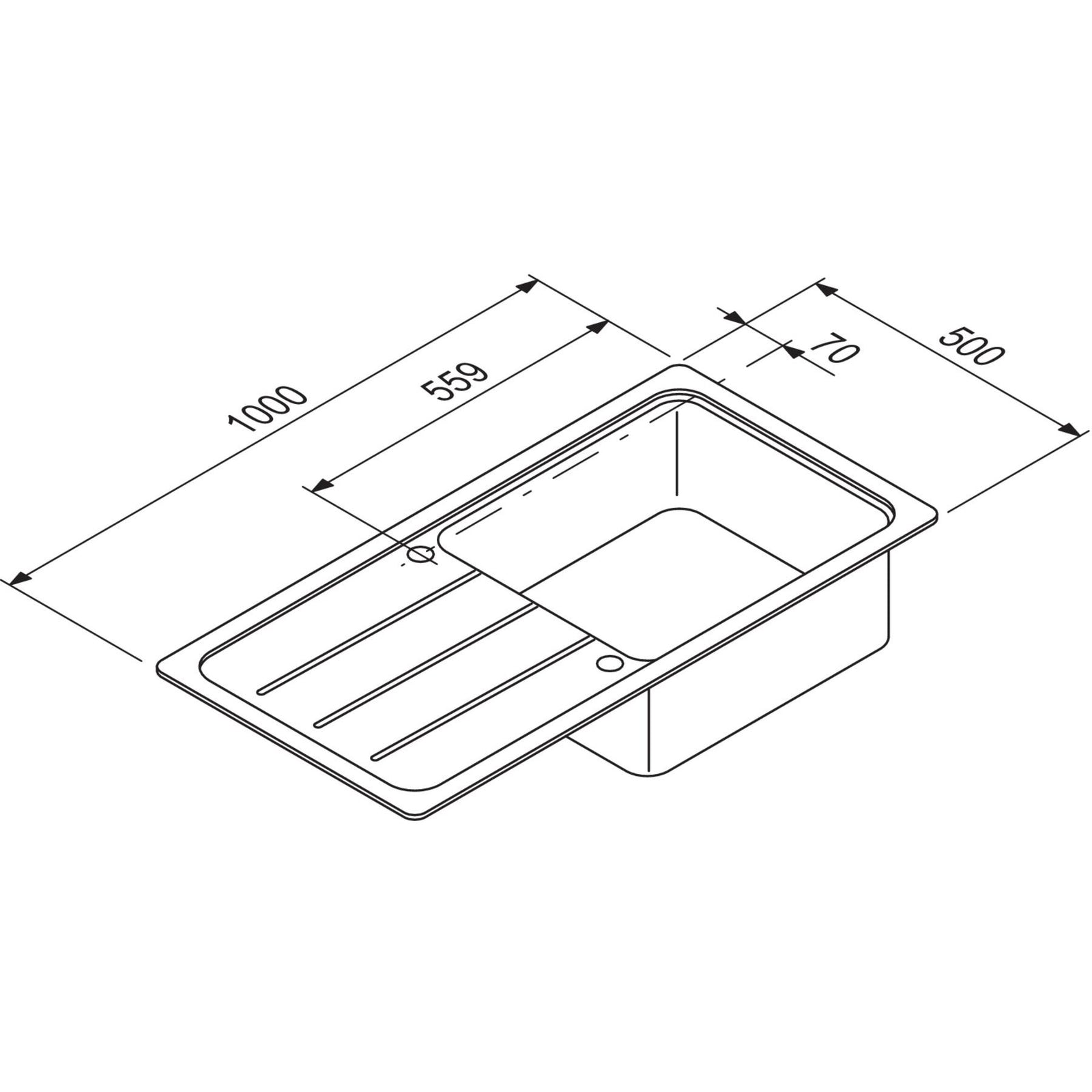 SCHOCK: Inbouwspoelbak Formhaus D-100 L, van CRISTALITE® zand 87339 100 cm