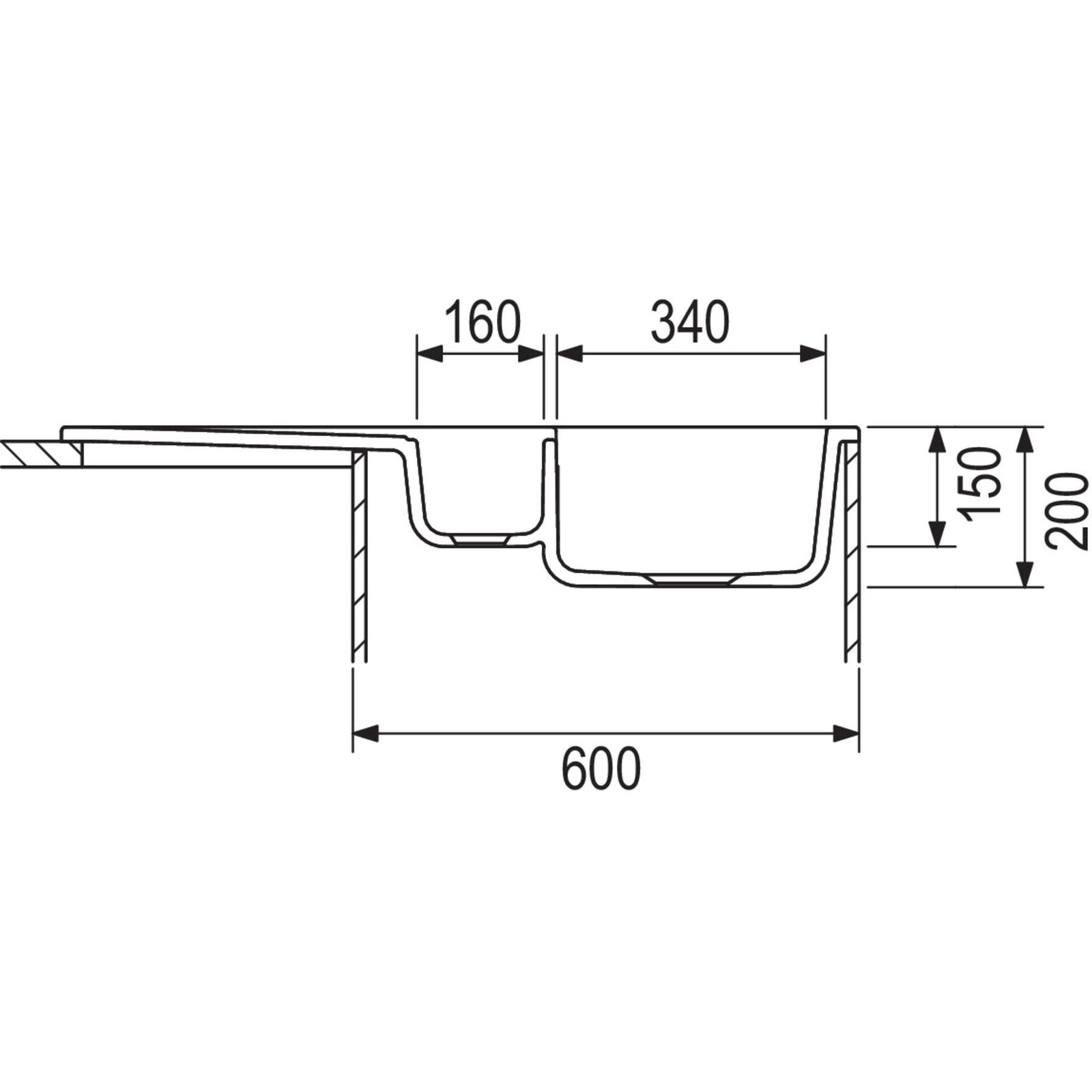 Nobilia SYSTEMCERAM- Einbauspuele Genea 100- Keramik  Schiefer 87634 87634