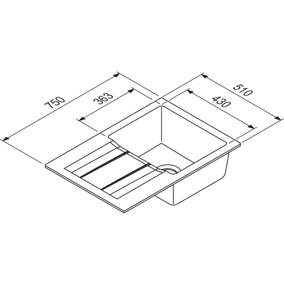 Nobilia SYSTEMCERAM SYSTEMCERAM- Einbauspuele Genea 75- Keramik Magnolia 87644 87644