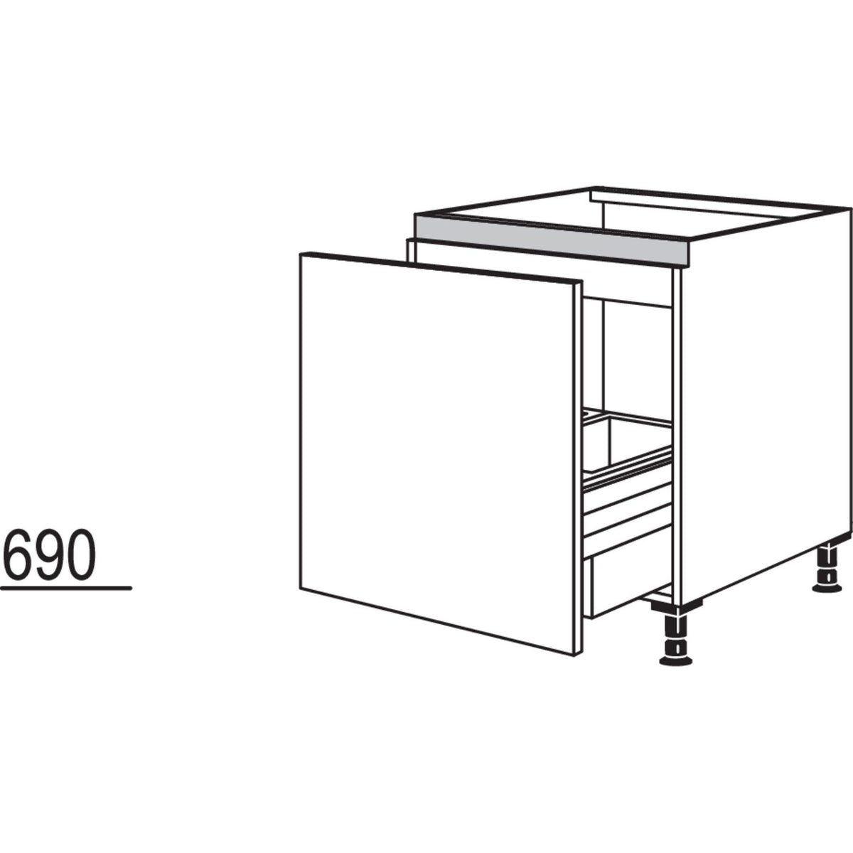 Nobilia Spuelenschrank mit Zargen-Cargo NSPUA-ASZ60 52296