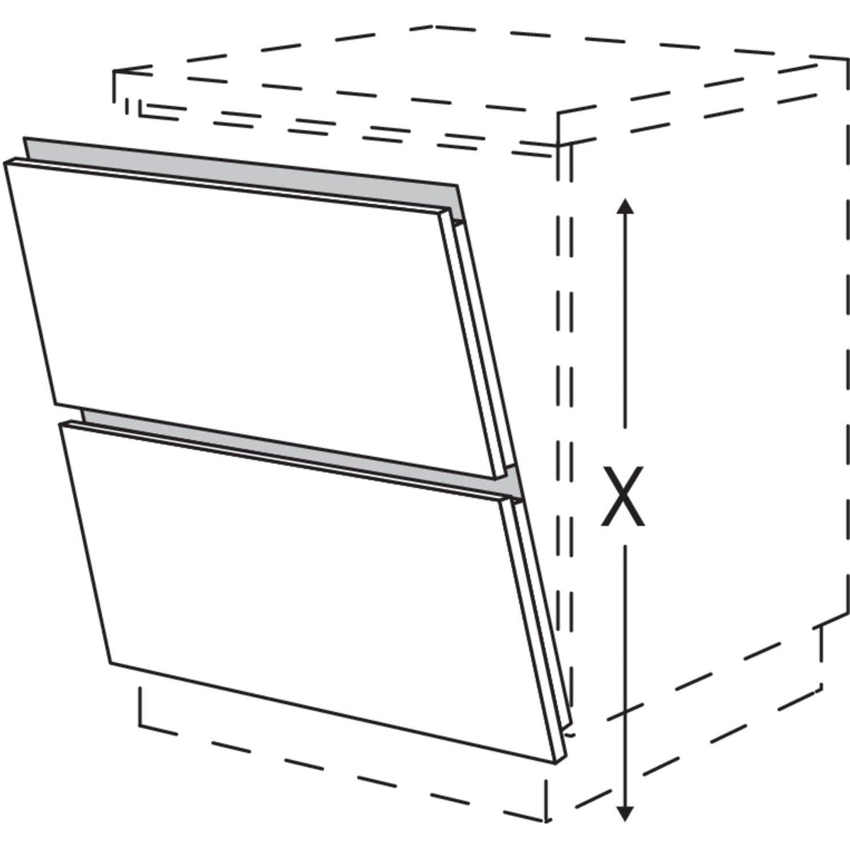 Nobilia Tuerfront in geteilter Optik fuer vollintegrierte Geschirrspueler NGGSBT60 55869