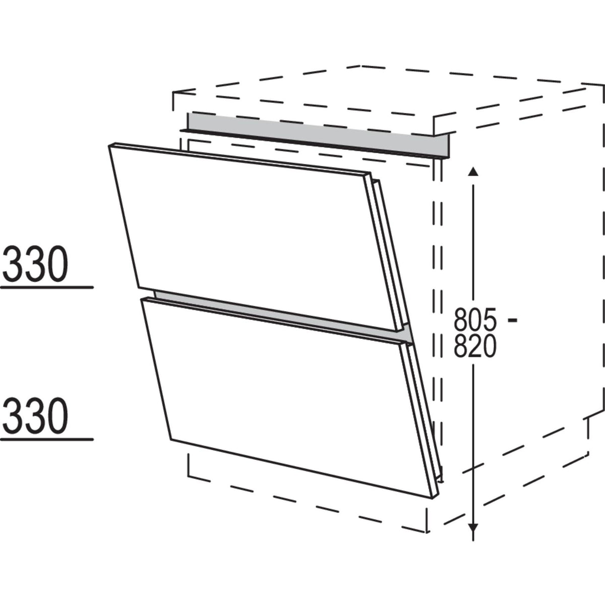 Nobilia Türfront in geteilter Optik für vollintegrierte Geschirrspüler NGSBT60 51869
