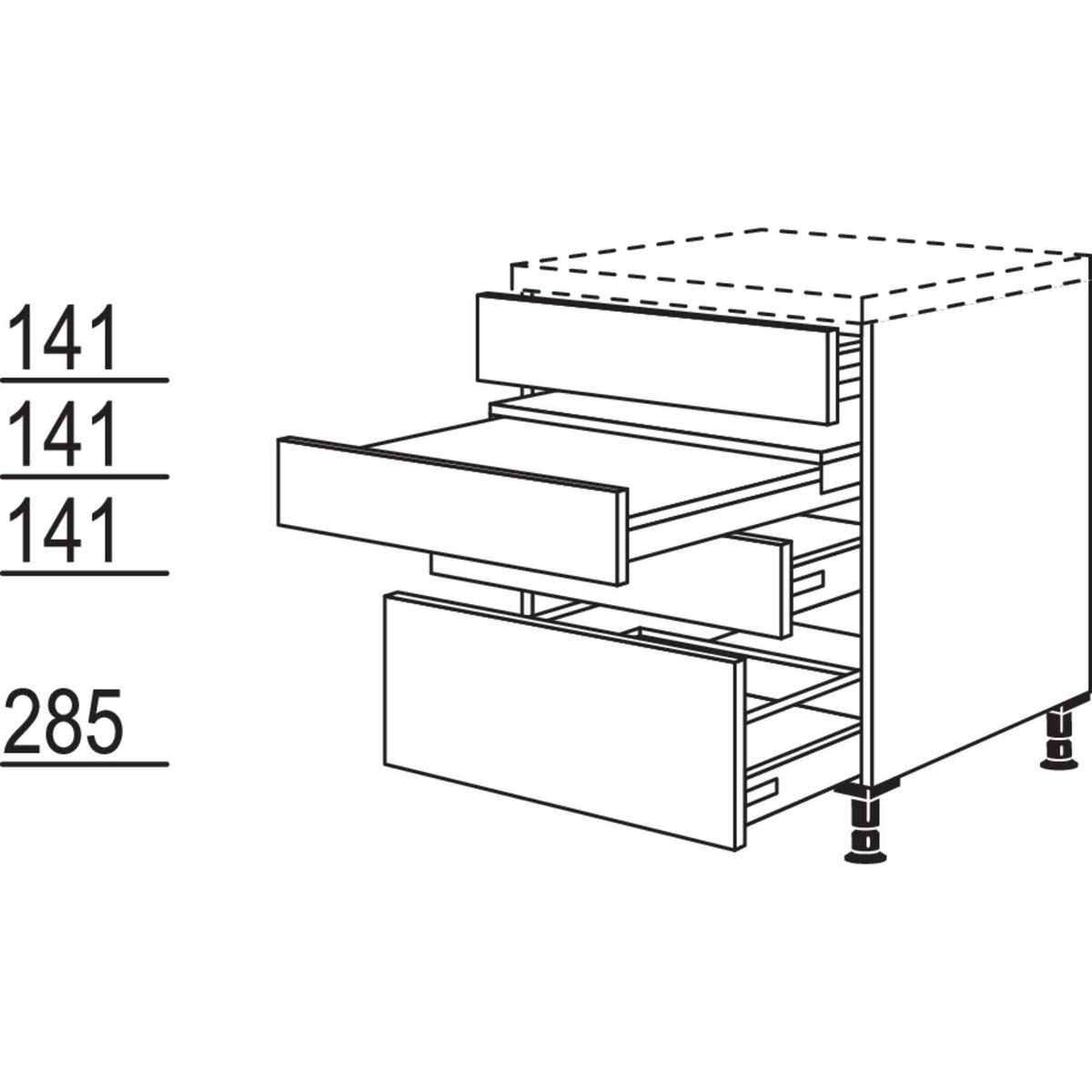Nobilia Unterschrank Ausziehtisch UTSA60 21146