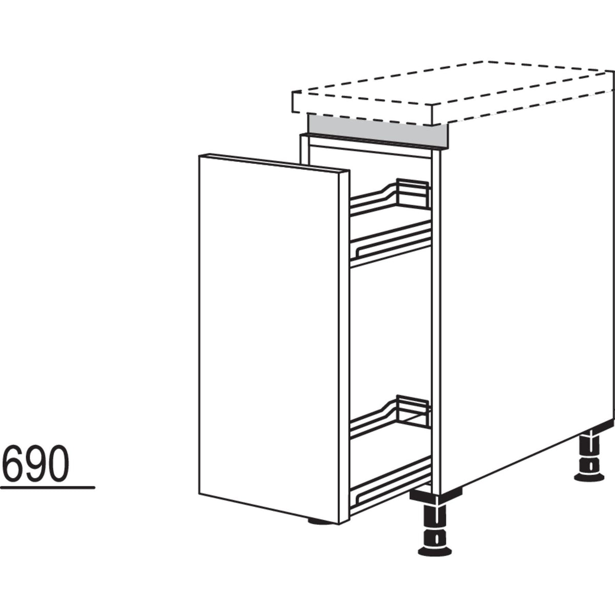 Nobilia Unterschrank mit Apothekerauszug Junior NUAJ30 51129