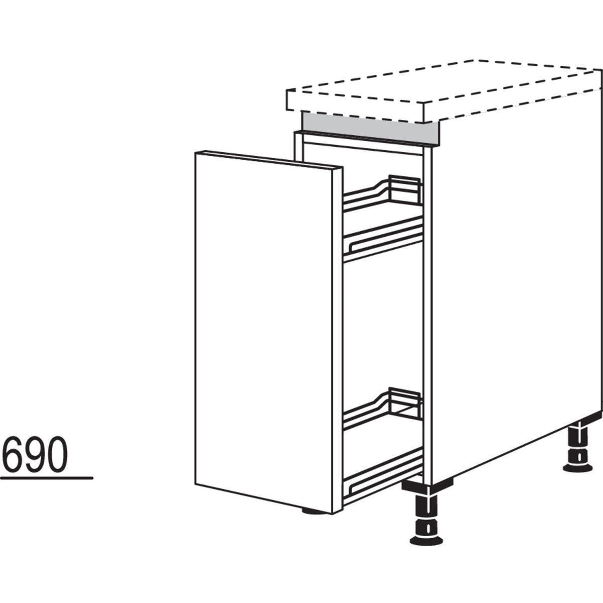Nobilia Unterschrank mit Apothekerauszug Junior NUAJ30 51129