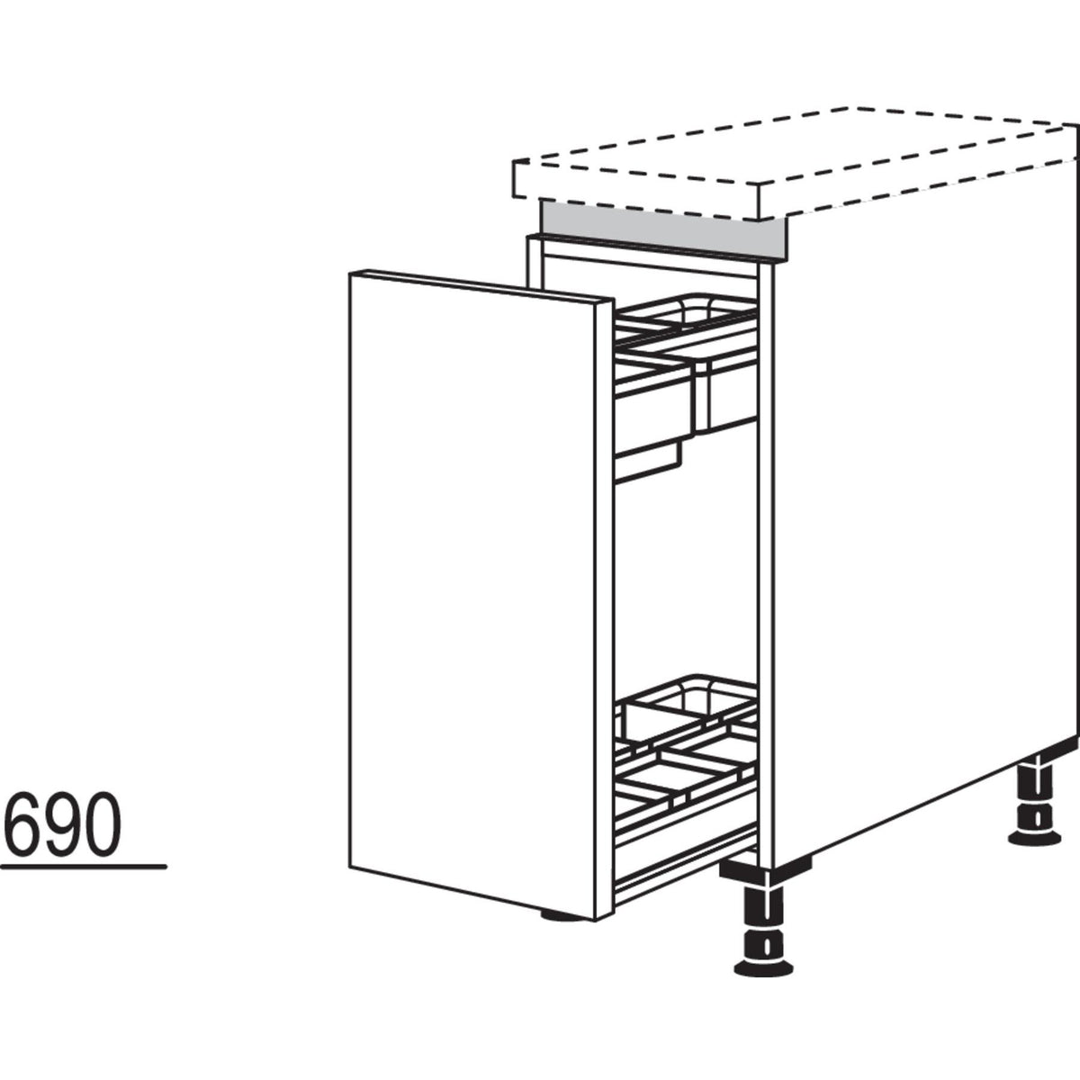 Nobilia Unterschrank mit Apothekerauszug Junior NUAJO30 51140