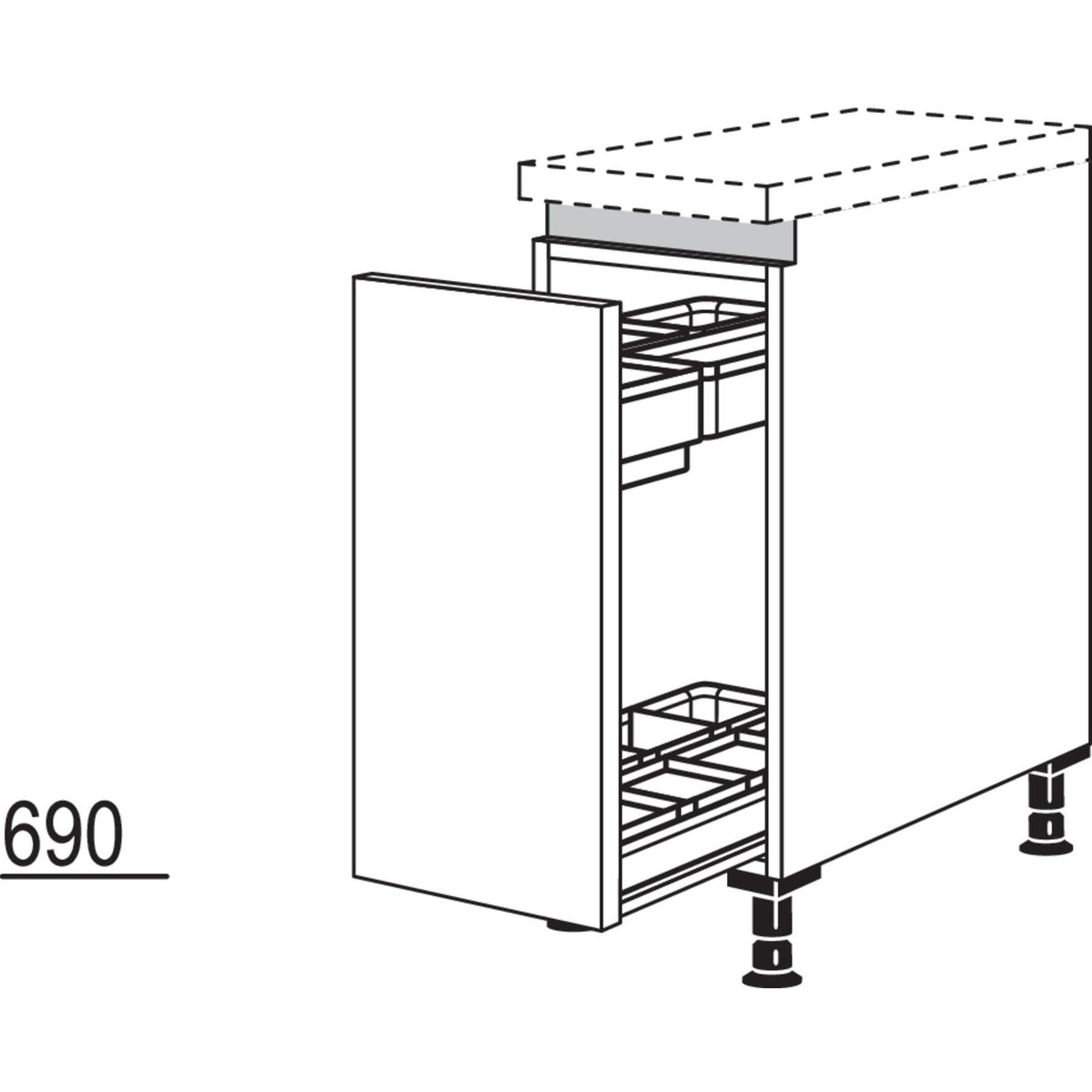 Nobilia Unterschrank mit Apothekerauszug Junior NUAJO30 51140