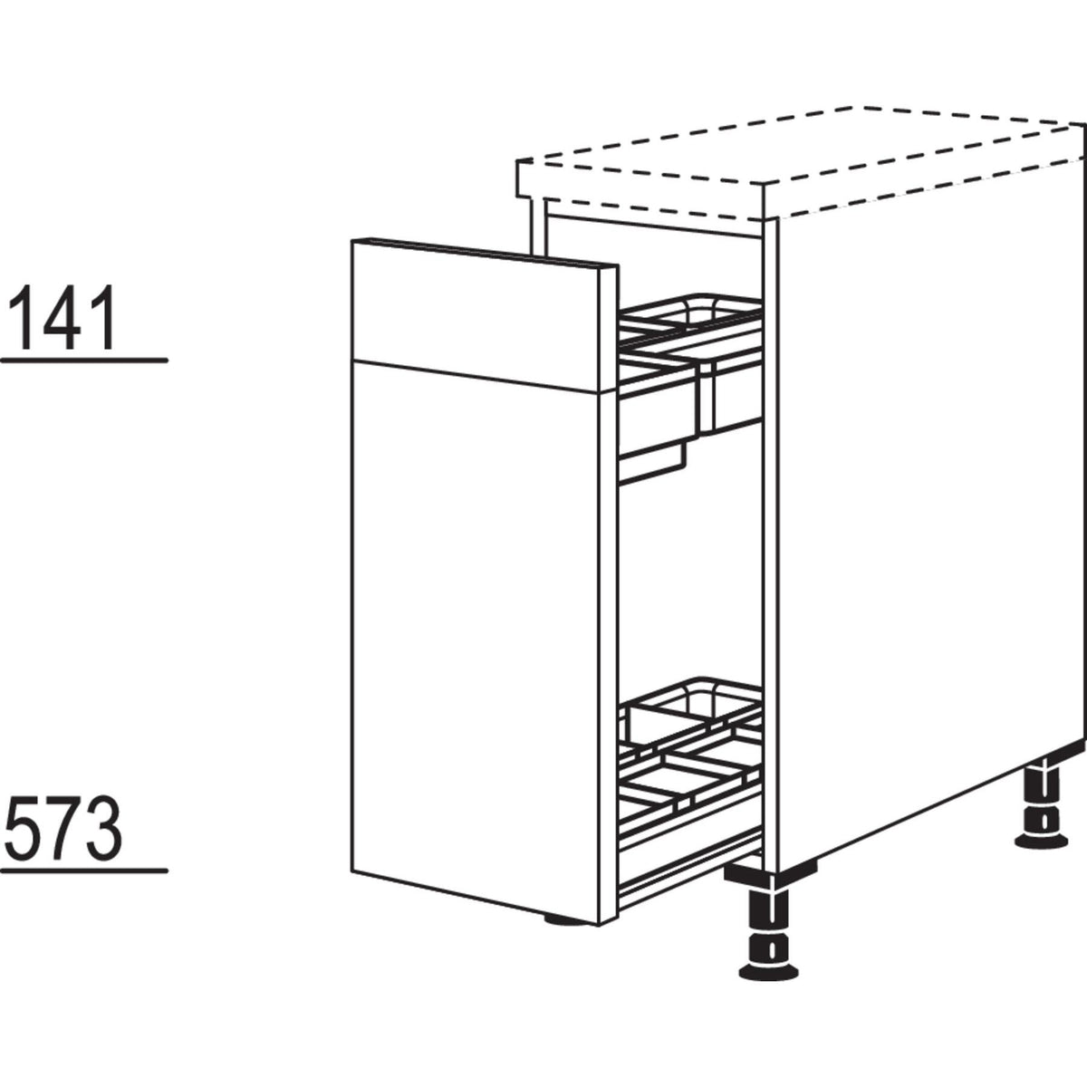 Nobilia Unterschrank mit Apothekerauszug Junior UAJO30 22140